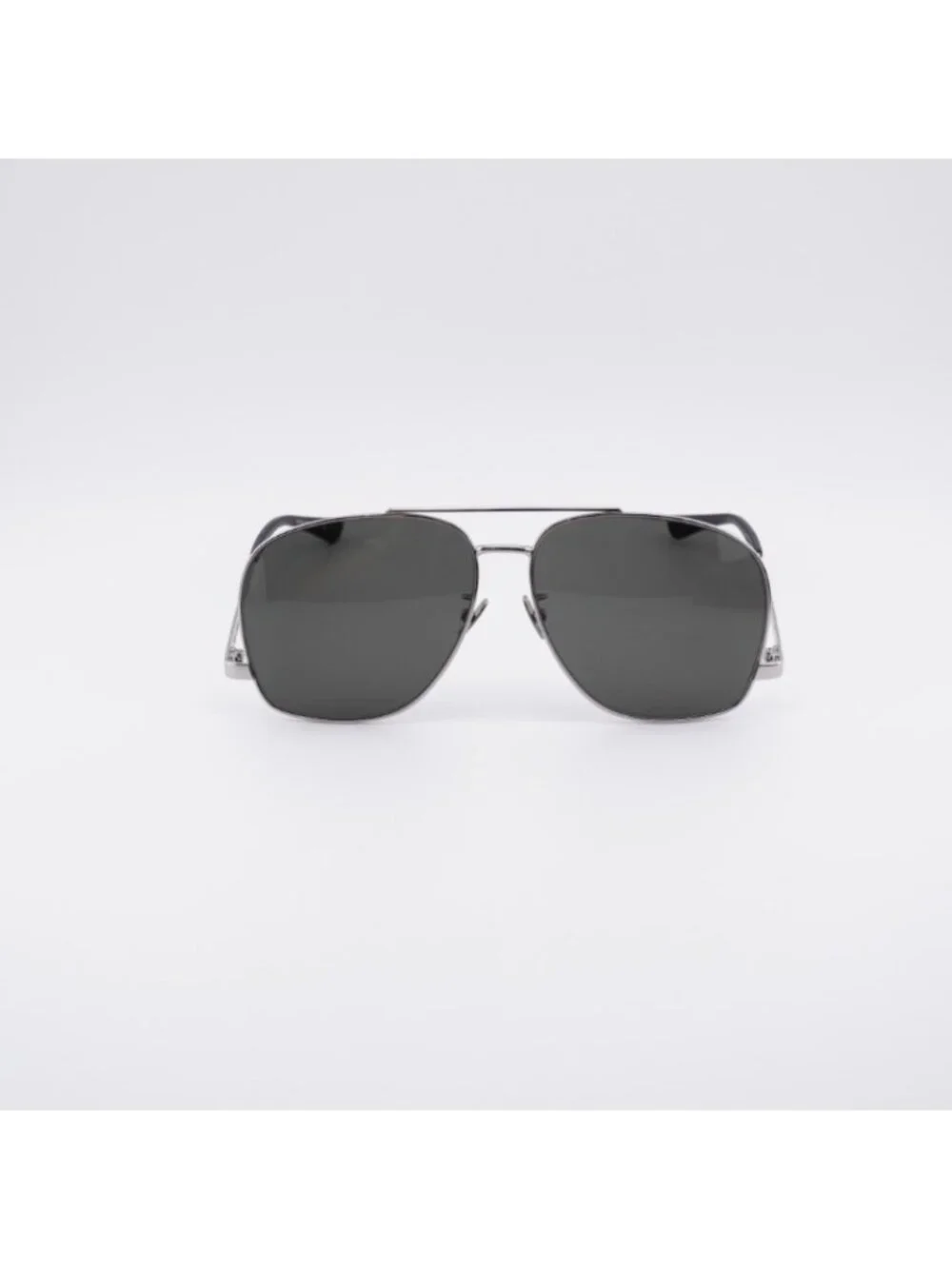Saint Laurent SL653/F LEON 001 Sunglasses Silver Aviator Frame, Grey Lenses